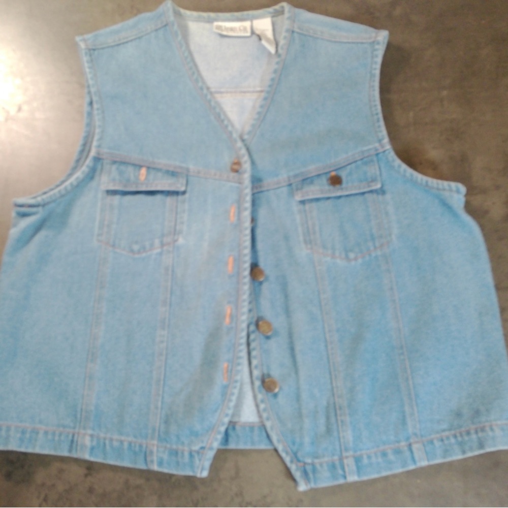 Vintage SAG HARBOR Denim Sleeveless Button Up Vest Women’s Sz Large